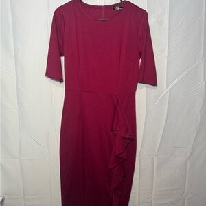 Oxiuly Fashion Elegant Burgundy Dress Size M